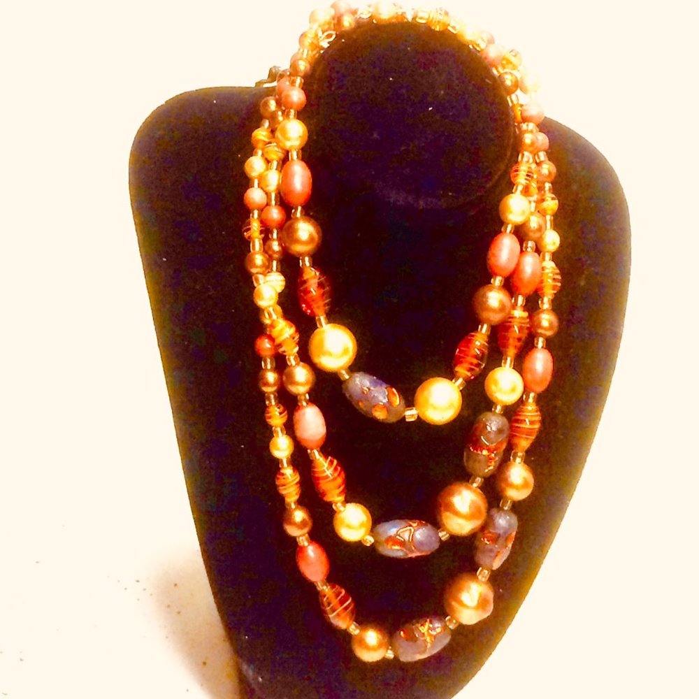 Vtg Murano Foil Bead Necklace